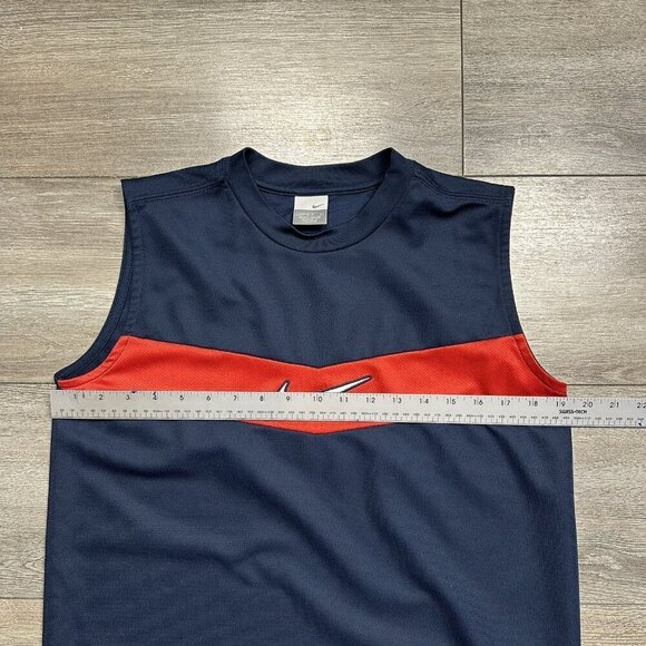 Nike Vintage Y2K Youth L 14-16 Blue Red Tank Top Centre Swoosh - Picture 4 of 5